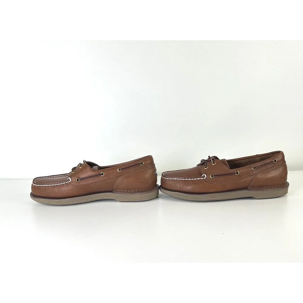 Rockport Perth Leather Brown Loafers Boat Shoes 2 Eye Moc MR5106 Mens‎ 8.5W Wide